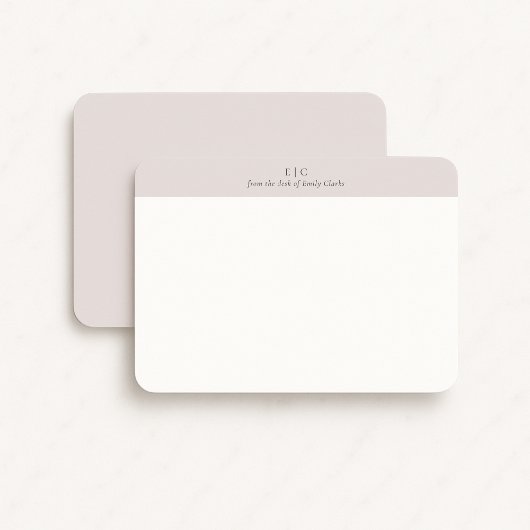 Moderne stoffige taupe monogram briefpapier kaart