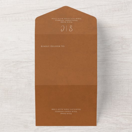 Moderne stofminima monogram geen diner all in one uitnodiging (Buitenkant)