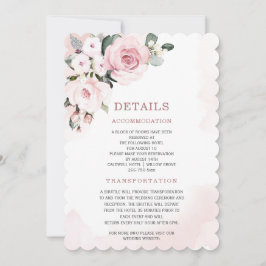 Moderne Stofrozen Roze en Grijze Trouwdetails Kaart