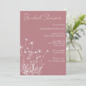 Moderne Stofrozen Roze & Witte Wilde Bloem Bruidsd Kaart (Staand voorkant)