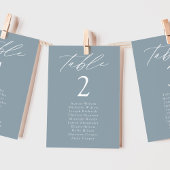 Moderne stoomblauwe tabelnummerkaart