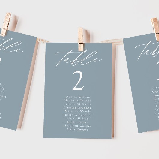 Moderne stoomblauwe tabelnummerkaart