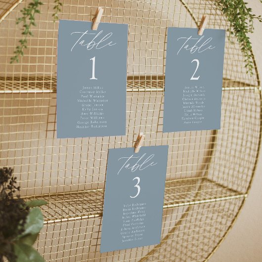 Moderne stoomblauwe tabelnummerkaart