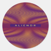 Moderne Stout Abstract Paars Uniek Trippy Aangepas Ronde Sticker (Voorkant)