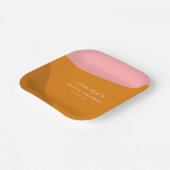 Moderne Stout Geometrisch Roze Oranje Bruidsdouche Papieren Bordje (Gebogen)