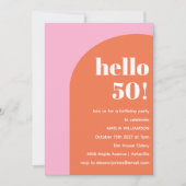 Moderne Stout Geometrische Roze Oranje 50e Verjaar Kaart (Voorkant)