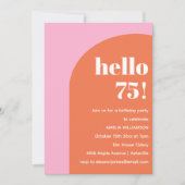 Moderne Stout Geometrische Roze Oranje 75e Verjaar Kaart (Voorkant)