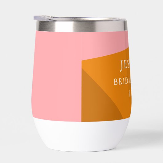 Moderne Stout Geometrische Roze Oranje Bruidsdouch (Rechts)