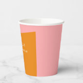 Moderne Stout Geometrische Roze Oranje Bruidsdouch Papieren Bekers (Links)