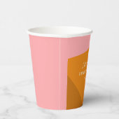 Moderne Stout Geometrische Roze Oranje Bruidsdouch Papieren Bekers (Rechts)