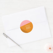 Moderne Stout Geometrische Roze Oranje Bruidsdouch Ronde Sticker (Envelop)