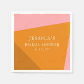 Moderne Stout Geometrische Roze Oranje Bruidsdouch Servet (Voorkant)