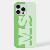 Moderne Stout Groene Initiële Monogram iPhone Hoesje (Achterkant)