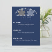 Moderne Stout Kobaltblauwe Gouden Trouwbar Menu (Staand voorkant)
