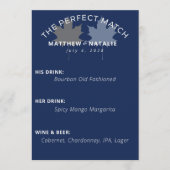 Moderne Stout Kobaltblauwe Gouden Trouwbar Menu (Voorkant)