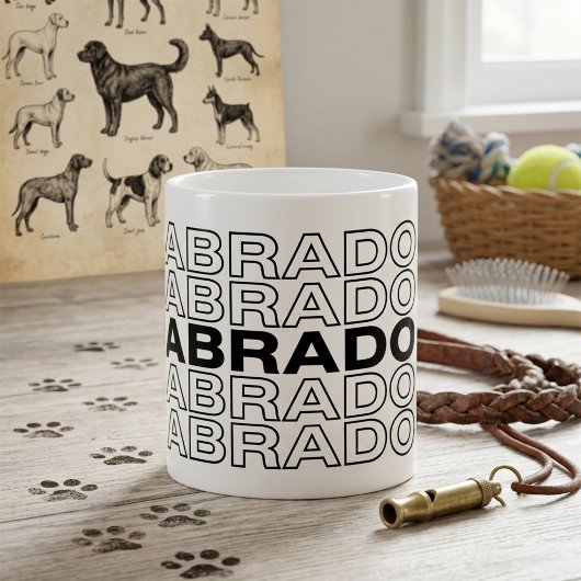 Moderne Stout Labrador Typografie Grafisch  Koffiemok