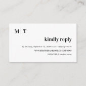 Moderne Stout Monogram Huwelijksreactie RSVP Informatiekaartje (Voorkant)