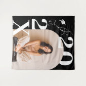 Moderne Stout Witte Zwarte Trendy foto afstuderen Wandkleed (Voorkant (horizontaal))