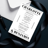 Moderne Stout Zwart Wit Minimalistisch Trouwprogra Kaart