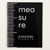 Moderne Stout Zwarte Witte Maat Typografie Planner (Voorkant)
