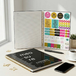 Moderne Stout Zwarte Witte Maat Typografie Planner