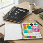 Moderne Stout Zwarte Witte Maat Typografie Planner