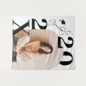 Moderne Stout Zwarte witte Trendy foto afstuderen Wandkleed (Voorkant (horizontaal))