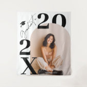 Moderne Stout Zwarte witte Trendy foto afstuderen Wandkleed (Voorkant)