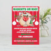 Moderne stoute of leuke kerstcocktailparty kaart (Staand voorkant)