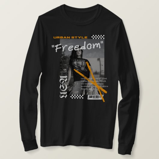 Moderne straat draag USA Freedom zwart-wit T-shirt (Design voorkant)