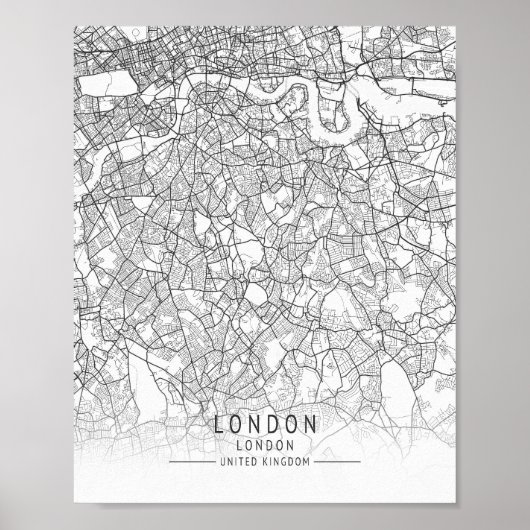 Moderne straatkaart van Londen, Engeland Poster (Voorkant)
