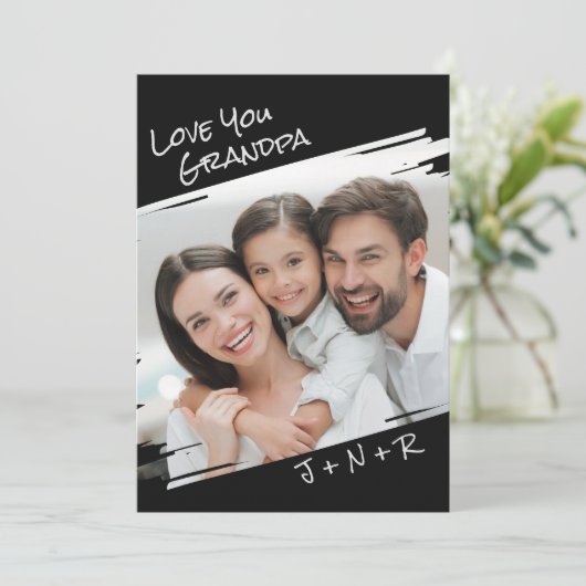 Moderne Straatkunst Voeg Je Foto Toe Opa Lief Feestdagenkaart (Staand voorkant)