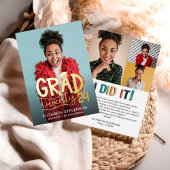 Moderne, strakke afstudeeraankondiging Grad twenty Folie Uitnodiging