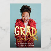 Moderne, strakke afstudeeraankondiging Grad twenty Folie Uitnodiging (Voorkant)