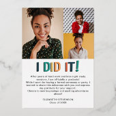 Moderne, strakke afstudeeraankondiging Grad twenty Folie Uitnodiging (Achterkant)