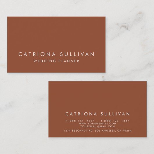 Moderne strakke elegante terracotta Visitekaartje (Voorkant / Achterkant)