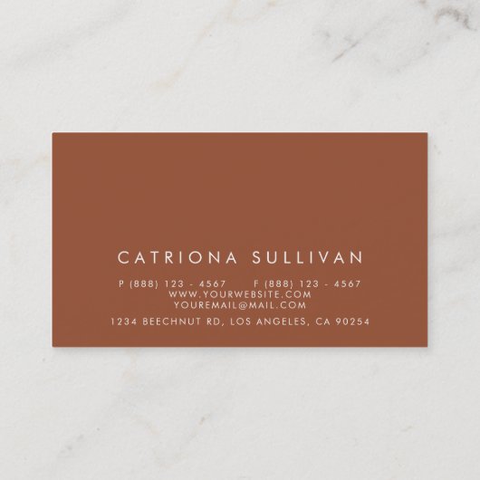 Moderne strakke elegante terracotta Visitekaartje (Achterkant)