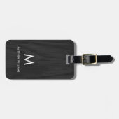 Moderne Strakke Gedrukte Zwarte Houten Patroon Cus Bagagelabel (Voorkant horizontaal)