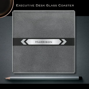 Moderne Strakke Grijze Executive Bureaublad Glazen Onderzetter