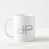 Moderne Strakke Sjabloon Aangepaste Naam Monogram Koffiemok (Links)