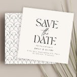 Moderne, strakke typografie trouwcrème zwart elega save the date<br><div class="desc">Moderne,  stijlvolle typografie,  strakke trouwkaart om de datum te reserveren. Met moderne,  elegante typografie en modern art deco geïnspireerd achtergrondontwerp. Kleuren kunnen worden aangepast.</div>