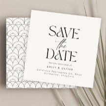 Moderne, strakke typografie trouwkaart creme zwart