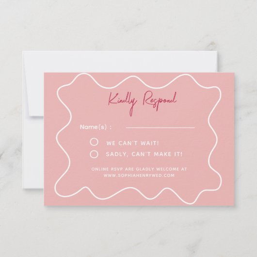 Moderne, strakke Viva Magenta minimalistische brui RSVP Kaartje (Achterkant)