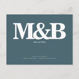 Moderne & Strakke Witte Monogram Teal Bewaar Onze Briefkaart