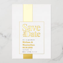 Moderne, strakke, zwart-witte Save Date-folie-uitn