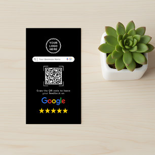 Moderne Strakke Zwarte Google Review QR Code Visitekaartje