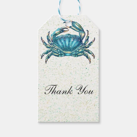 Moderne Strand Blauwe Krab Zeepaardje Favor Cadeaulabel (Voorkant)