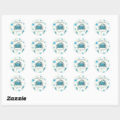 Moderne Strand Blauwe Krab Zeepaardje Favor Ronde Sticker (Vel)