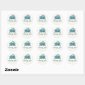 Moderne Strand Blauwe Krab Zeepaardje Favor Ronde Sticker (Vel)