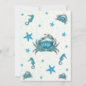 Moderne Strand Blauwe Krab Zeester Bruidsdouche Kaart (Achterkant)